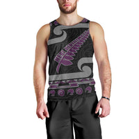 New Zealand Christmas Men Tank Top Meri Kirihimete Silver Fern Knit Style Purple Color - Polynesian Pride