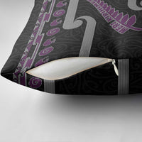 New Zealand Christmas Pillow Cover Meri Kirihimete Silver Fern Knit Style Purple Color - Polynesian Pride