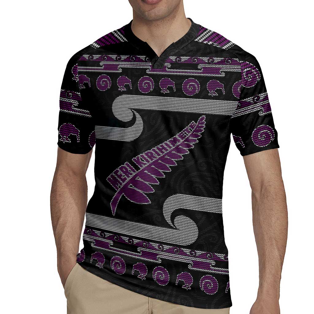 New Zealand Christmas Rugby Jersey Meri Kirihimete Silver Fern Knit Style Purple Color - Polynesian Pride