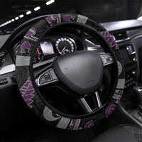New Zealand Christmas Steering Wheel Cover Meri Kirihimete Silver Fern Knit Style Purple Color - Polynesian Pride