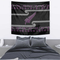 New Zealand Christmas Tapestry Meri Kirihimete Silver Fern Knit Style Purple Color - Polynesian Pride