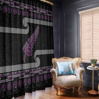 New Zealand Christmas Window Curtain Meri Kirihimete Silver Fern Knit Style Purple Color - Polynesian Pride