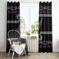 New Zealand Christmas Window Curtain Meri Kirihimete Silver Fern Knit Style Purple Color - Polynesian Pride
