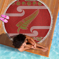 New Zealand Christmas Beach Blanket Meri Kirihimete Silver Fern Knit Style Green Color - Polynesian Pride