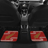 New Zealand Christmas Car Mats Meri Kirihimete Silver Fern Knit Style Green Color - Polynesian Pride