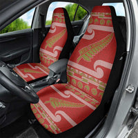 New Zealand Christmas Car Seat Cover Meri Kirihimete Silver Fern Knit Style Green Color - Polynesian Pride
