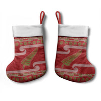 New Zealand Christmas Stocking Meri Kirihimete Silver Fern Knit Style Green Color - Polynesian Pride