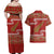 New Zealand Christmas Couples Matching Off Shoulder Maxi Dress and Hawaiian Shirt Meri Kirihimete Silver Fern Knit Style Green Color - Polynesian Pride