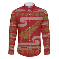 New Zealand Christmas Family Matching Short Sleeve Bodycon Dress and Hawaiian Shirt Meri Kirihimete Silver Fern Knit Style Green Color - Polynesian Pride