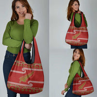 New Zealand Christmas Grocery Bag Meri Kirihimete Silver Fern Knit Style Green Color - Polynesian Pride