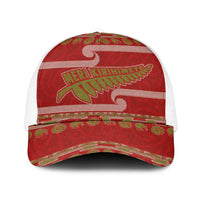 New Zealand Christmas Mesh Trucker Cap Meri Kirihimete Silver Fern Knit Style Green Color - Polynesian Pride