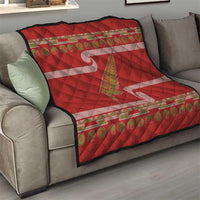 New Zealand Christmas Quilt Meri Kirihimete Silver Fern Knit Style Green Color - Polynesian Pride