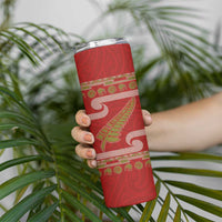 New Zealand Christmas Skinny Tumbler Meri Kirihimete Silver Fern Knit Style Green Color - Polynesian Pride