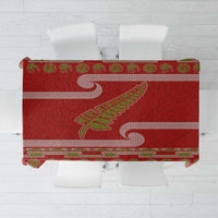 New Zealand Christmas Tablecloth Meri Kirihimete Silver Fern Knit Style Green Color - Polynesian Pride