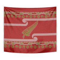 New Zealand Christmas Tapestry Meri Kirihimete Silver Fern Knit Style Green Color - Polynesian Pride