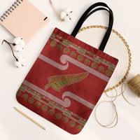New Zealand Christmas Tote Bag Meri Kirihimete Silver Fern Knit Style Green Color - Polynesian Pride