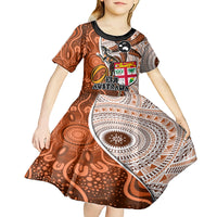 fiji-australia-rugby-kid-short-sleeve-dress-kangaroo-and-palm-tree-orange-tapa-pattern-mix-aboriginal