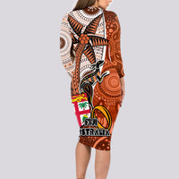 fiji-australia-rugby-long-sleeve-bodycon-dress-kangaroo-and-palm-tree-orange-tapa-pattern-mix-aboriginal