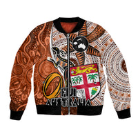 personalised-fiji-australia-rugby-bomber-jacket-kangaroo-and-palm-tree-orange-tapa-pattern-mix-aboriginal