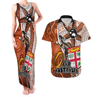 personalised-fiji-australia-rugby-couples-matching-tank-maxi-dress-and-hawaiian-shirt-kangaroo-and-palm-tree-orange-tapa-pattern-mix-aboriginal