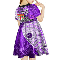 fiji-australia-rugby-kid-short-sleeve-dress-kangaroo-and-palm-tree-purple-tapa-pattern-mix-aboriginal