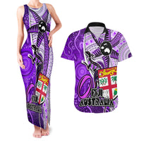 personalised-fiji-australia-rugby-couples-matching-tank-maxi-dress-and-hawaiian-shirt-kangaroo-and-palm-tree-purple-tapa-pattern-mix-aboriginal