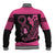 Breast Cancer Awareness Baseball Jacket Think Pink Polynesian Ribbon and Butterfly