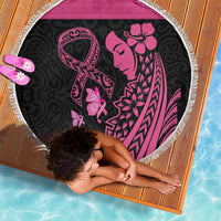 Breast Cancer Awareness Beach Blanket Think Pink Polynesian Ribbon and Butterfly