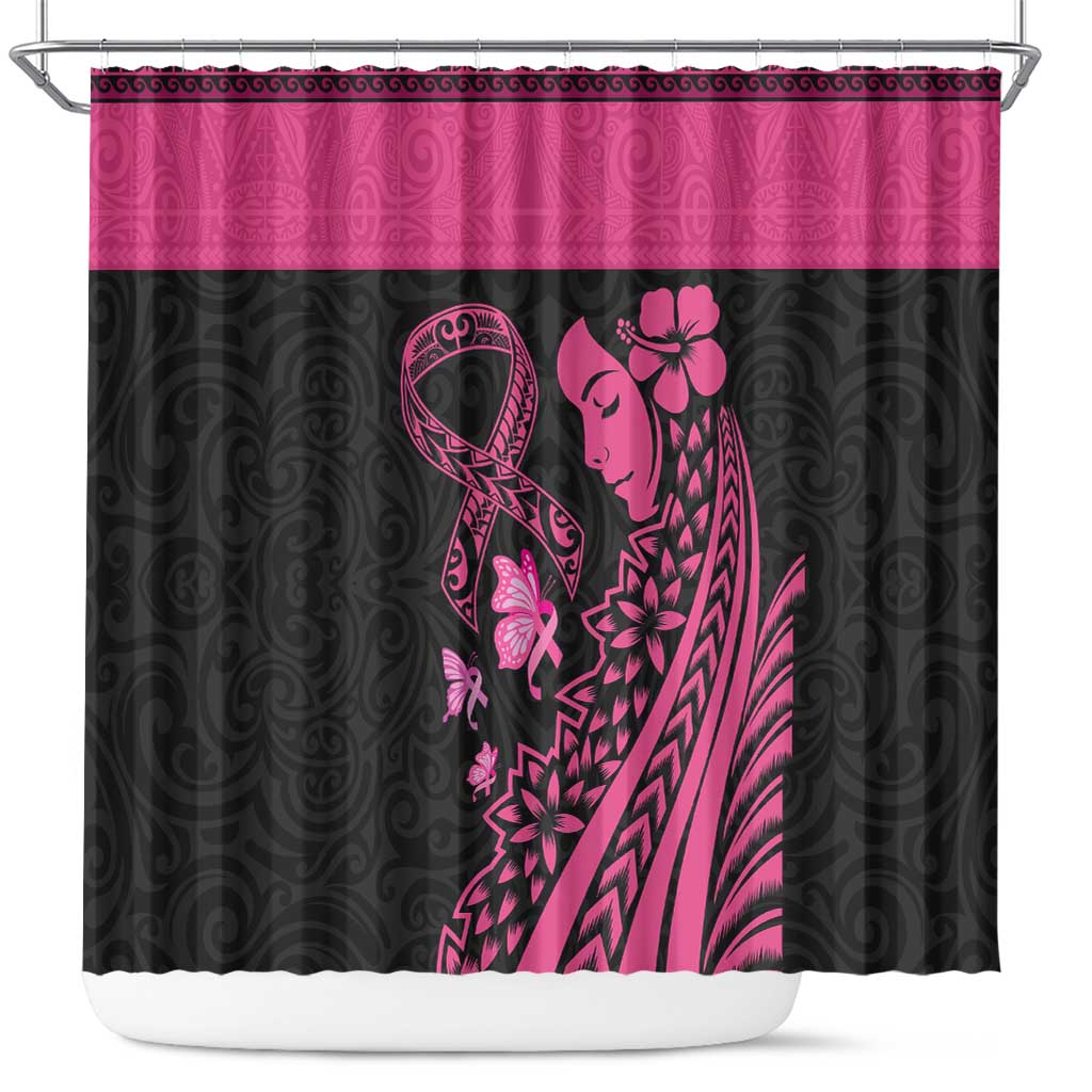 Breast Cancer Awareness Shower Curtain Think Pink Polynesian Ribbon and Butterfly LT03 Pink - Polynesian Pride
