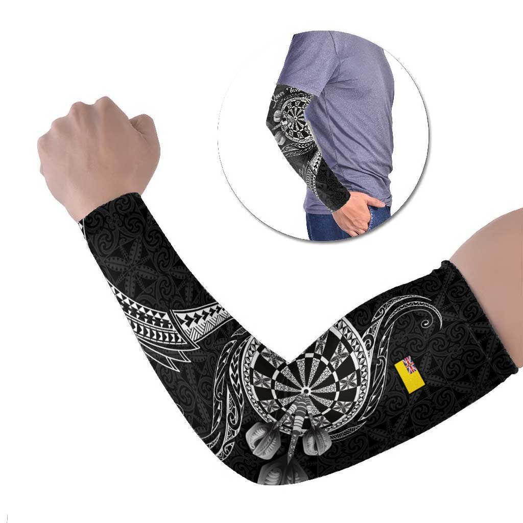 Personalised Niue Darts Masters Arm Sleeves Tribal Hiapo Dartboard - Polynesian Pride