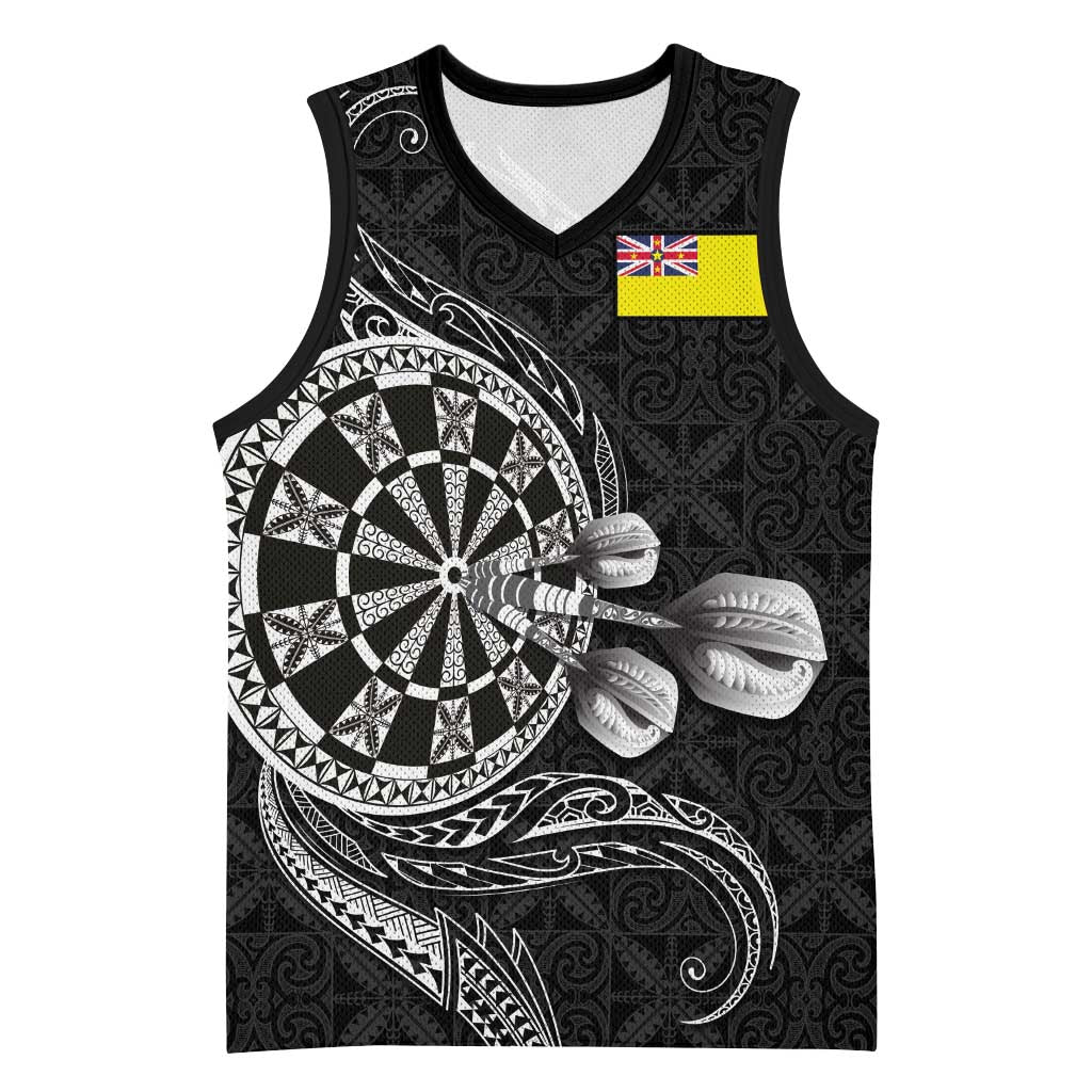 Personalised Niue Darts Masters Basketball Jersey Tribal Hiapo Dartboard - Polynesian Pride