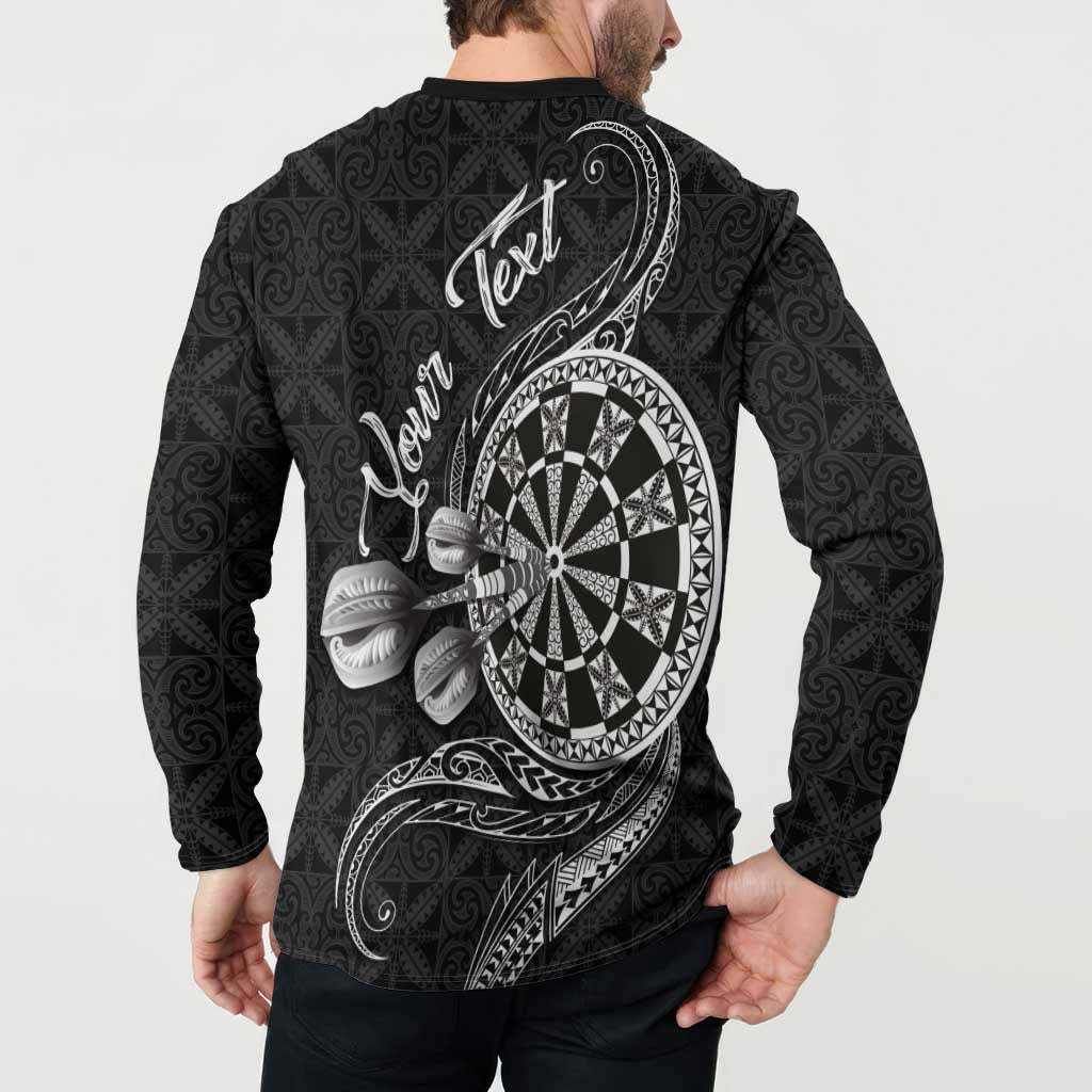 Personalised Niue Darts Masters Button Sweatshirt Tribal Hiapo Dartboard - Polynesian Pride