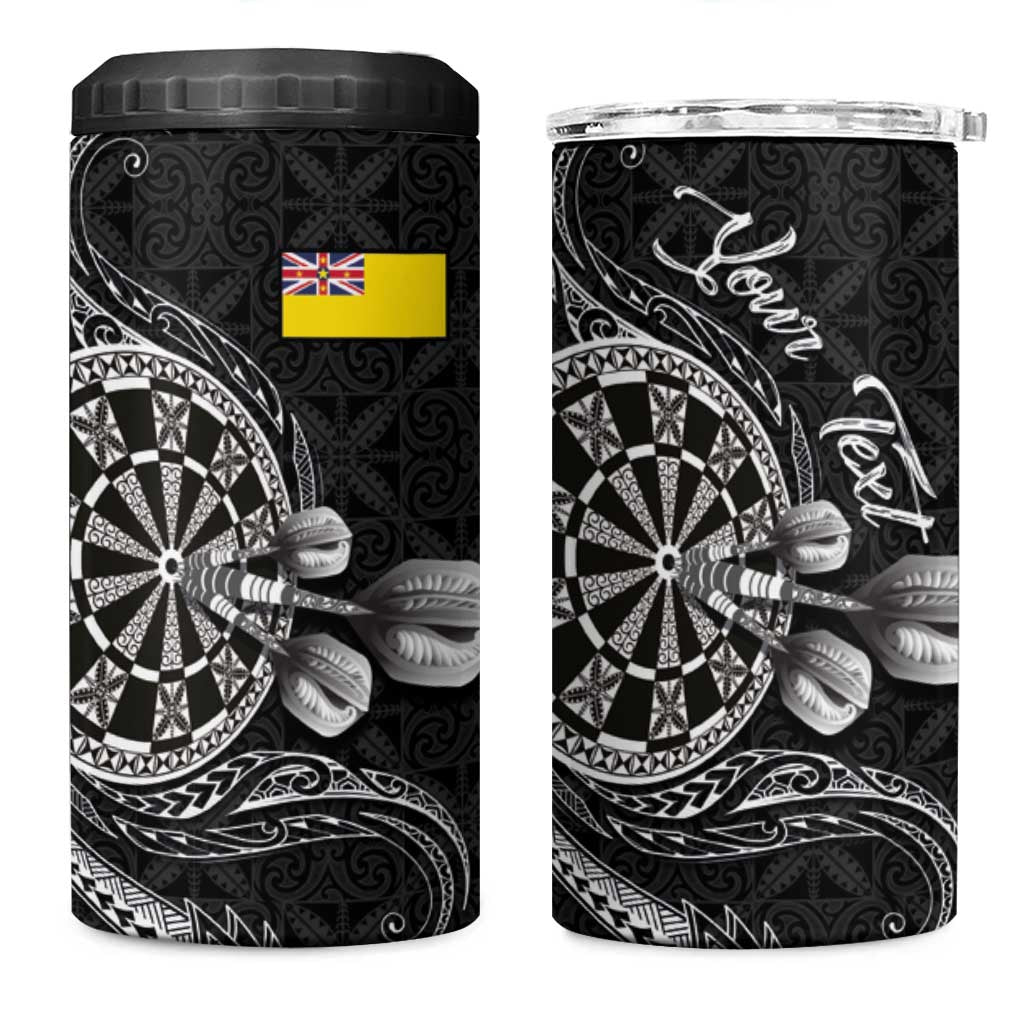 Personalised Niue Darts Masters 4 in 1 Can Cooler Tumbler Tribal Hiapo Dartboard - Polynesian Pride