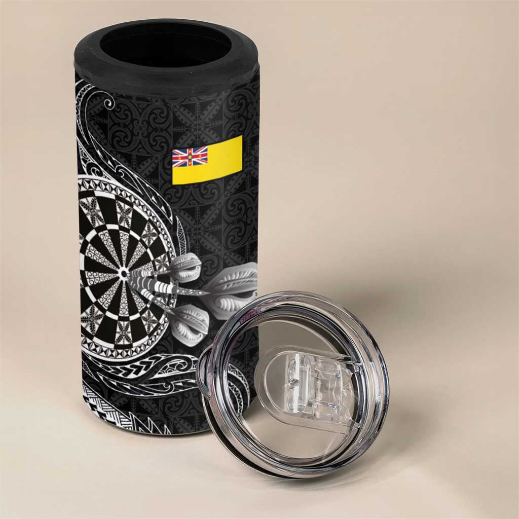 Personalised Niue Darts Masters 4 in 1 Can Cooler Tumbler Tribal Hiapo Dartboard - Polynesian Pride