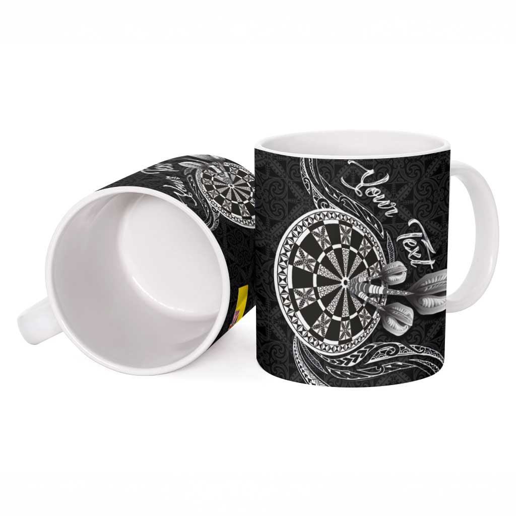 Personalised Niue Darts Masters Ceramic Mug Tribal Hiapo Dartboard - Polynesian Pride