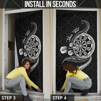 Personalised Niue Darts Masters Door Cover Tribal Hiapo Dartboard - Polynesian Pride