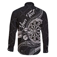 Personalised Niue Darts Masters Family Matching Off The Shoulder Long Sleeve Dress and Hawaiian Shirt Tribal Hiapo Dartboard - Polynesian Pride