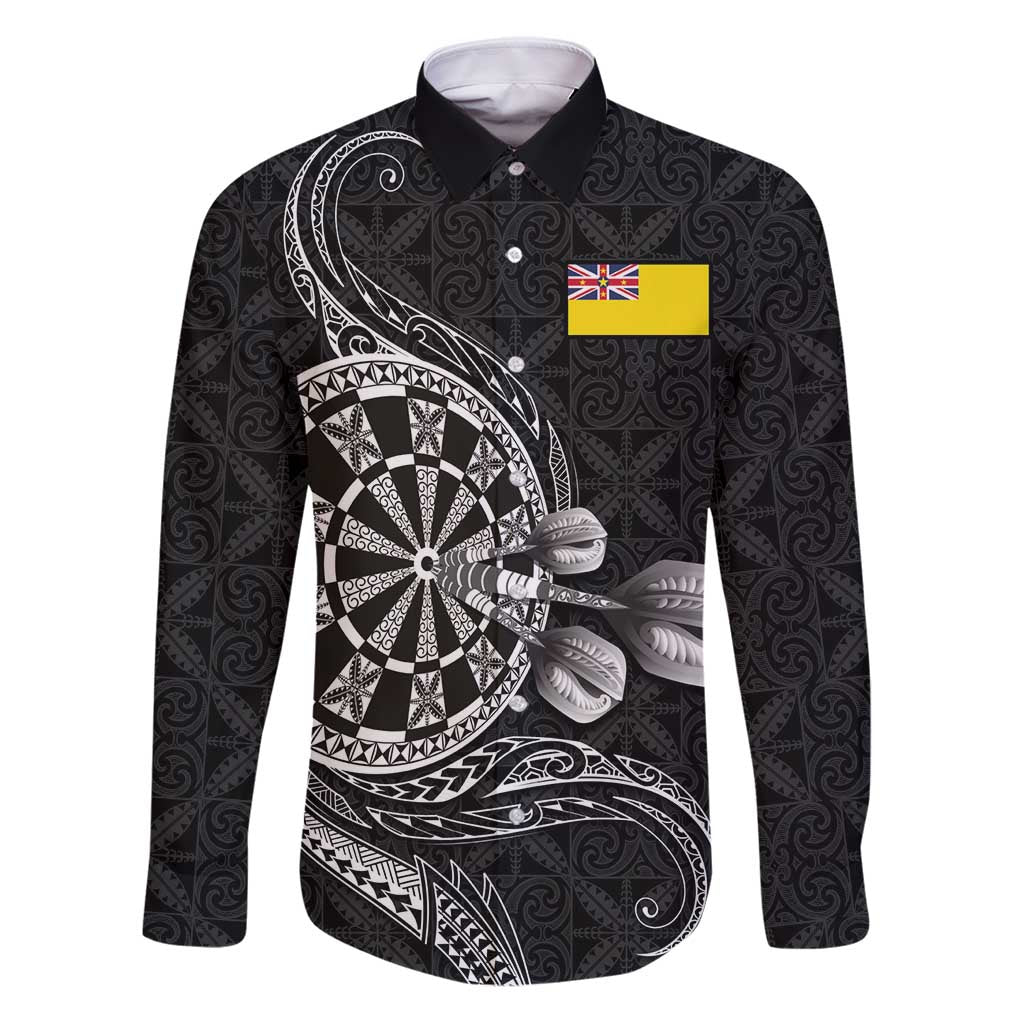 Personalised Niue Darts Masters Family Matching Puletasi and Hawaiian Shirt Tribal Hiapo Dartboard - Polynesian Pride