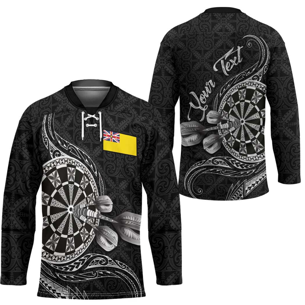 Personalised Niue Darts Masters Hockey Jersey Tribal Hiapo Dartboard - Polynesian Pride