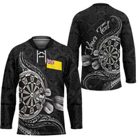 Personalised Niue Darts Masters Hockey Jersey Tribal Hiapo Dartboard - Polynesian Pride
