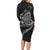 Personalised Niue Darts Masters Long Sleeve Bodycon Dress Tribal Hiapo Dartboard - Polynesian Pride