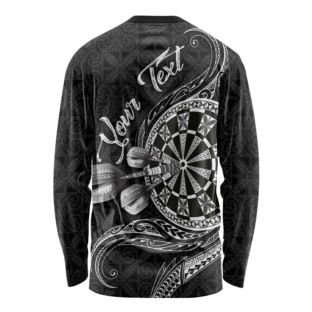 Personalised Niue Darts Masters Long Sleeve Shirt Tribal Hiapo Dartboard - Polynesian Pride
