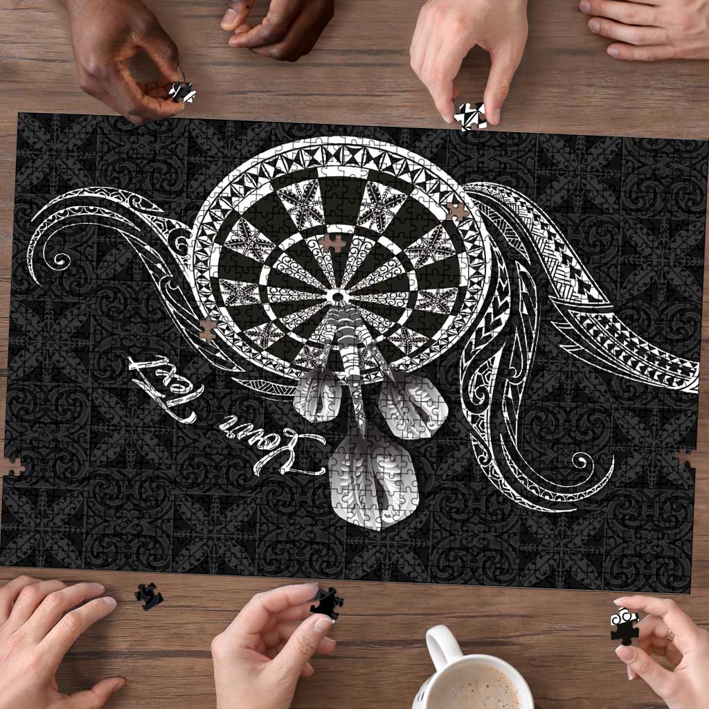 Personalised Niue Darts Masters Puzzle Tribal Hiapo Dartboard - Polynesian Pride