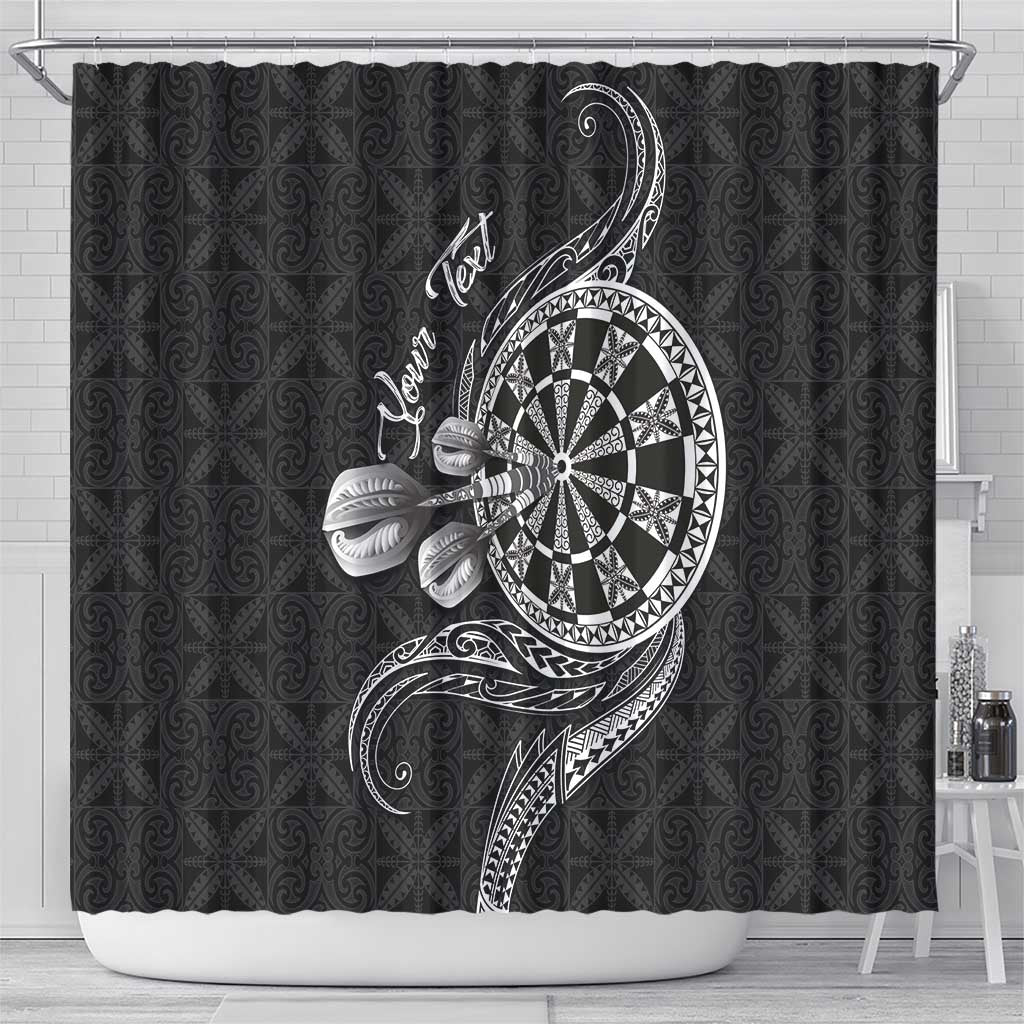 Personalised Niue Darts Masters Shower Curtain Tribal Hiapo Dartboard - Polynesian Pride