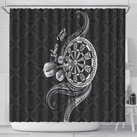 Personalised Niue Darts Masters Shower Curtain Tribal Hiapo Dartboard - Polynesian Pride