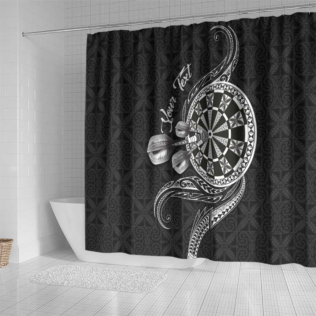 Personalised Niue Darts Masters Shower Curtain Tribal Hiapo Dartboard - Polynesian Pride