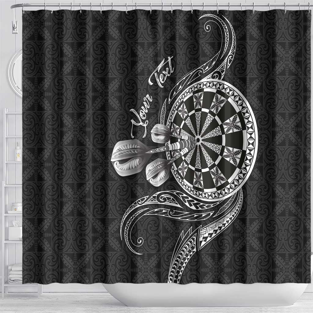 Personalised Niue Darts Masters Shower Curtain Tribal Hiapo Dartboard - Polynesian Pride