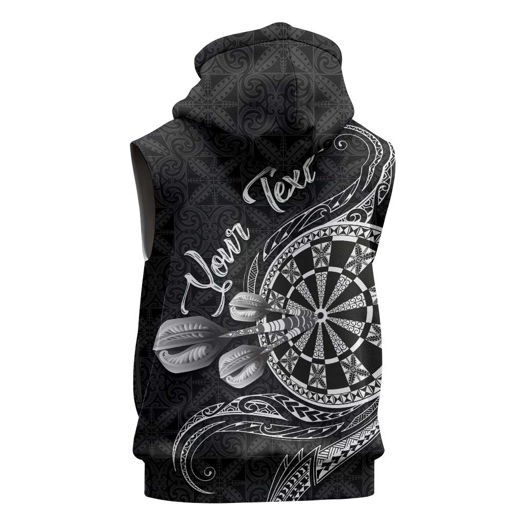 Personalised Niue Darts Masters Sleeveless Hoodie Tribal Hiapo Dartboard - Polynesian Pride