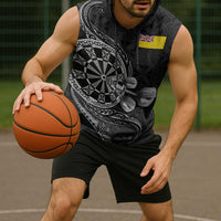 Personalised Niue Darts Masters Sleeveless Hoodie Tribal Hiapo Dartboard - Polynesian Pride