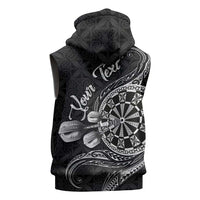 Personalised Niue Darts Masters Sleeveless Zip Hoodie Tribal Hiapo Dartboard - Polynesian Pride